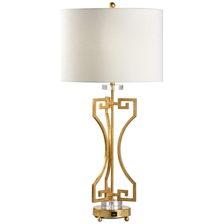 Image 2 Wildwood Greek Key Gold Metal Table Lamp w/ USB Port