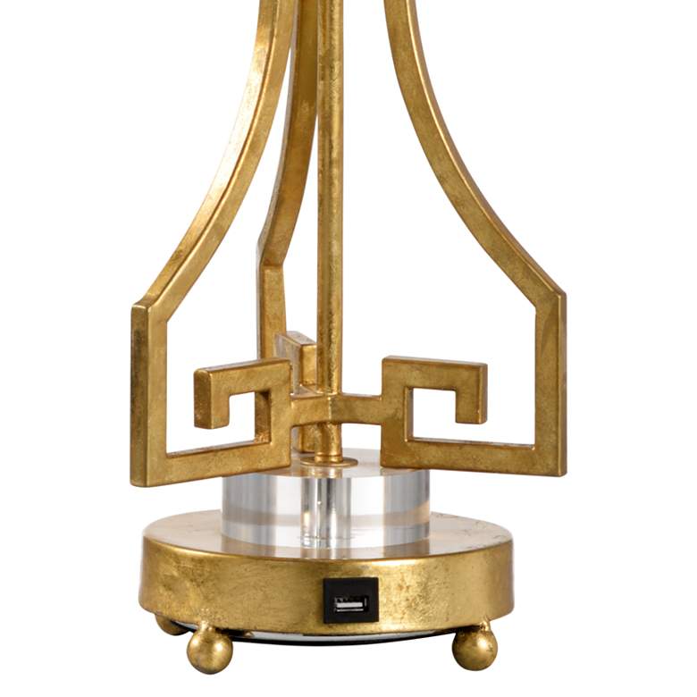 Image 3 Wildwood Greek Key Gold Metal Table Lamp w/ USB Port more views
