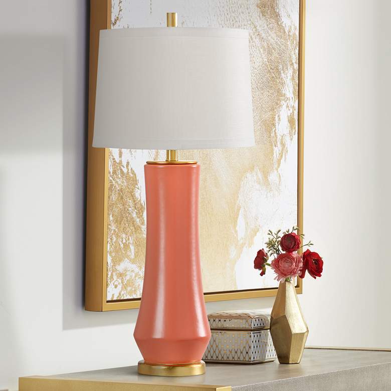 Image 1 Wildwood Landover Matte Coral Ceramic Accent Table Lamp