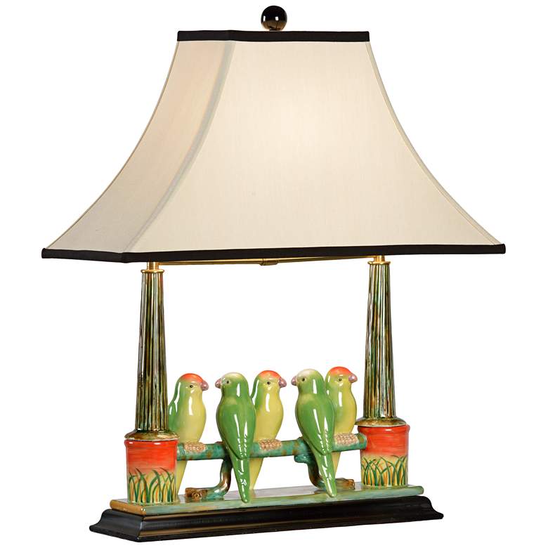 Image 1 Wildwood Parrot Budgies Hand-Painted Ceramic Table Lamp