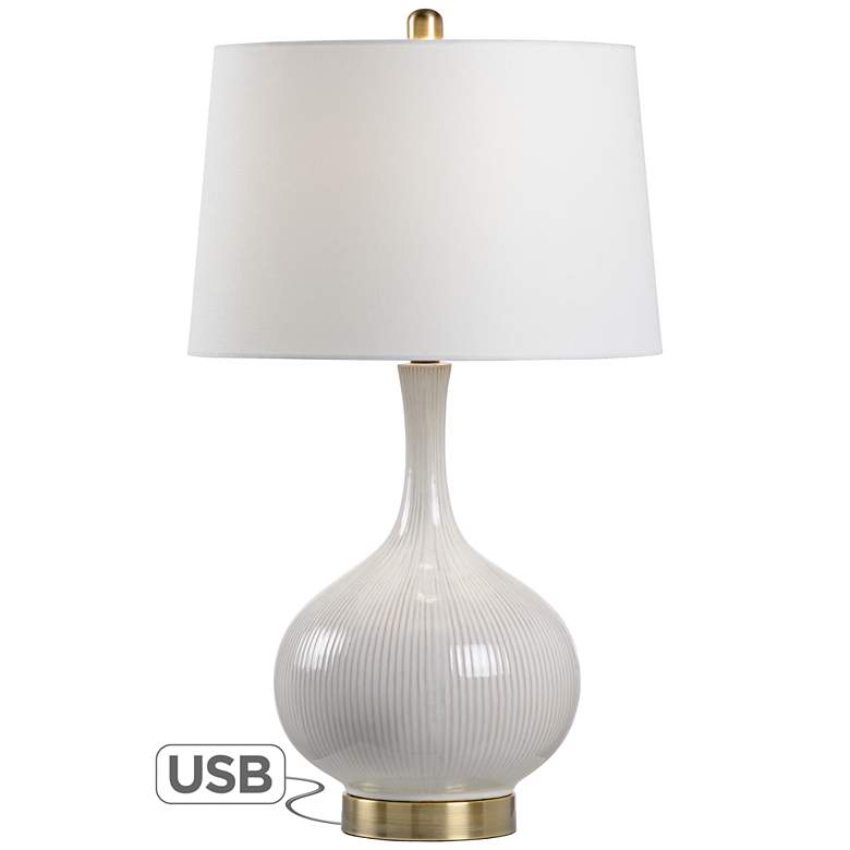 Image 1 Wildwood Sophia Almond Glaze Ceramic Table Lamp w/ USB Port