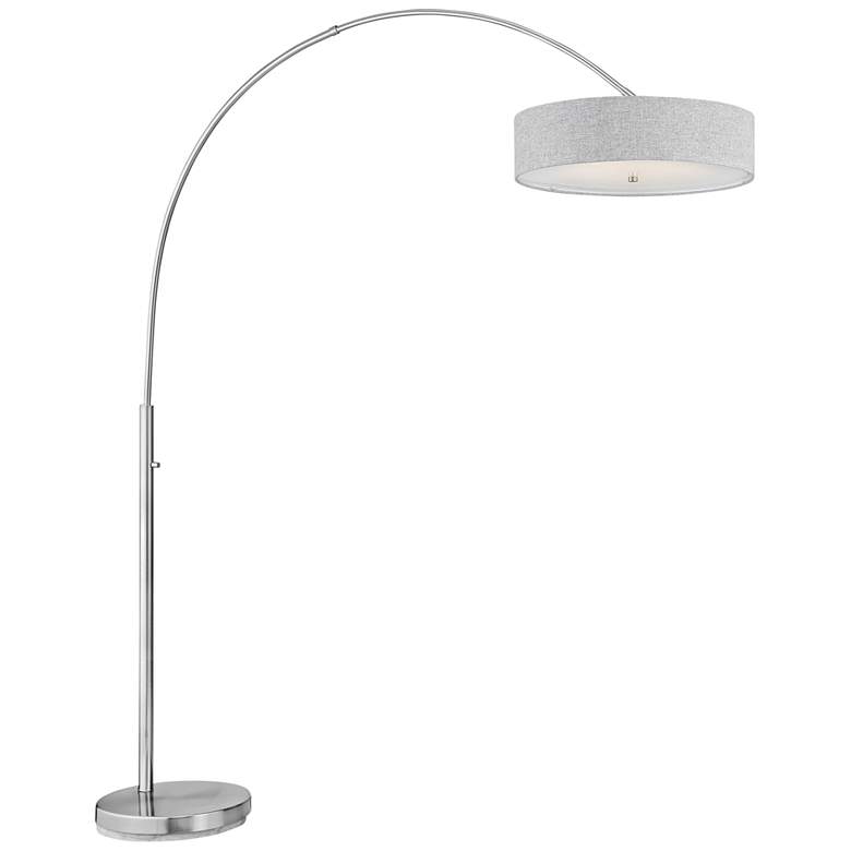 Image 1 Wilkerson Brushed Nickel LED Arc Floor Lamp with Gray Shade