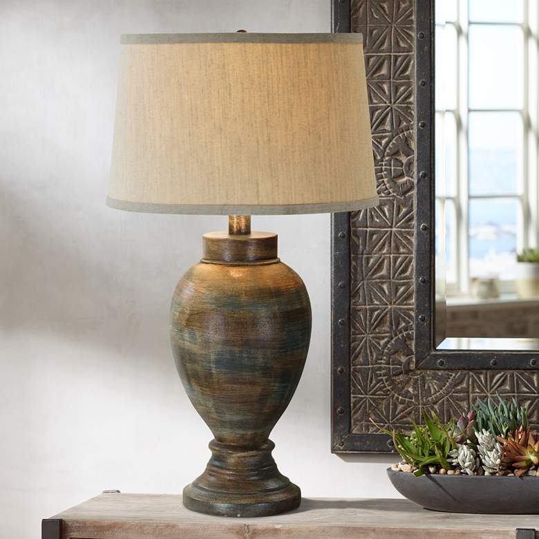 Image 1 Willaha Stone Gold Handcrafted Southwest Style Urn Table Lamp