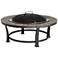 Willapa 40" Wide Steel and Slate Top Outdoor Fire Pit