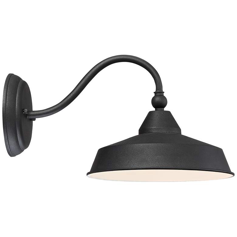 Image 5 Willard 8 3/4" High Textured Black LED Barn Light Wall Sconce more views