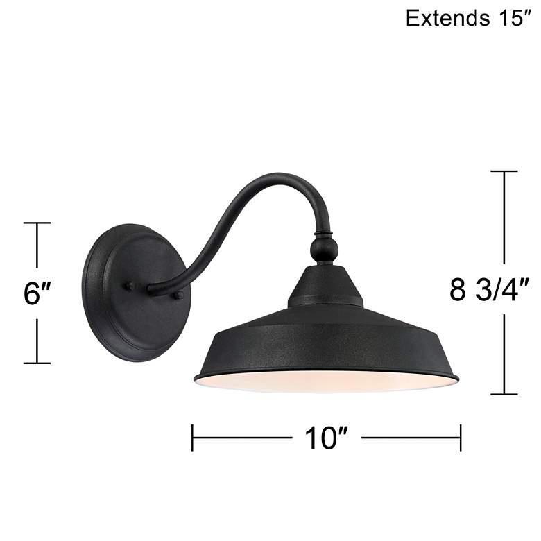 Image 6 Willard 8 3/4" High Textured Black LED Barn Light Wall Sconce more views