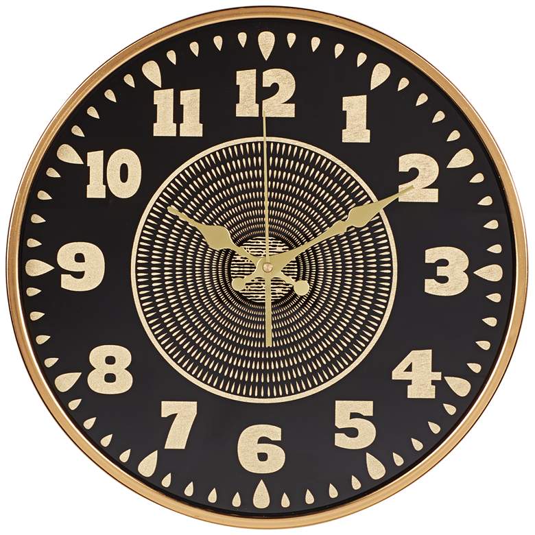 Image 2 Willeton Black and Gold 14 1/2 inch Round Wall Clock