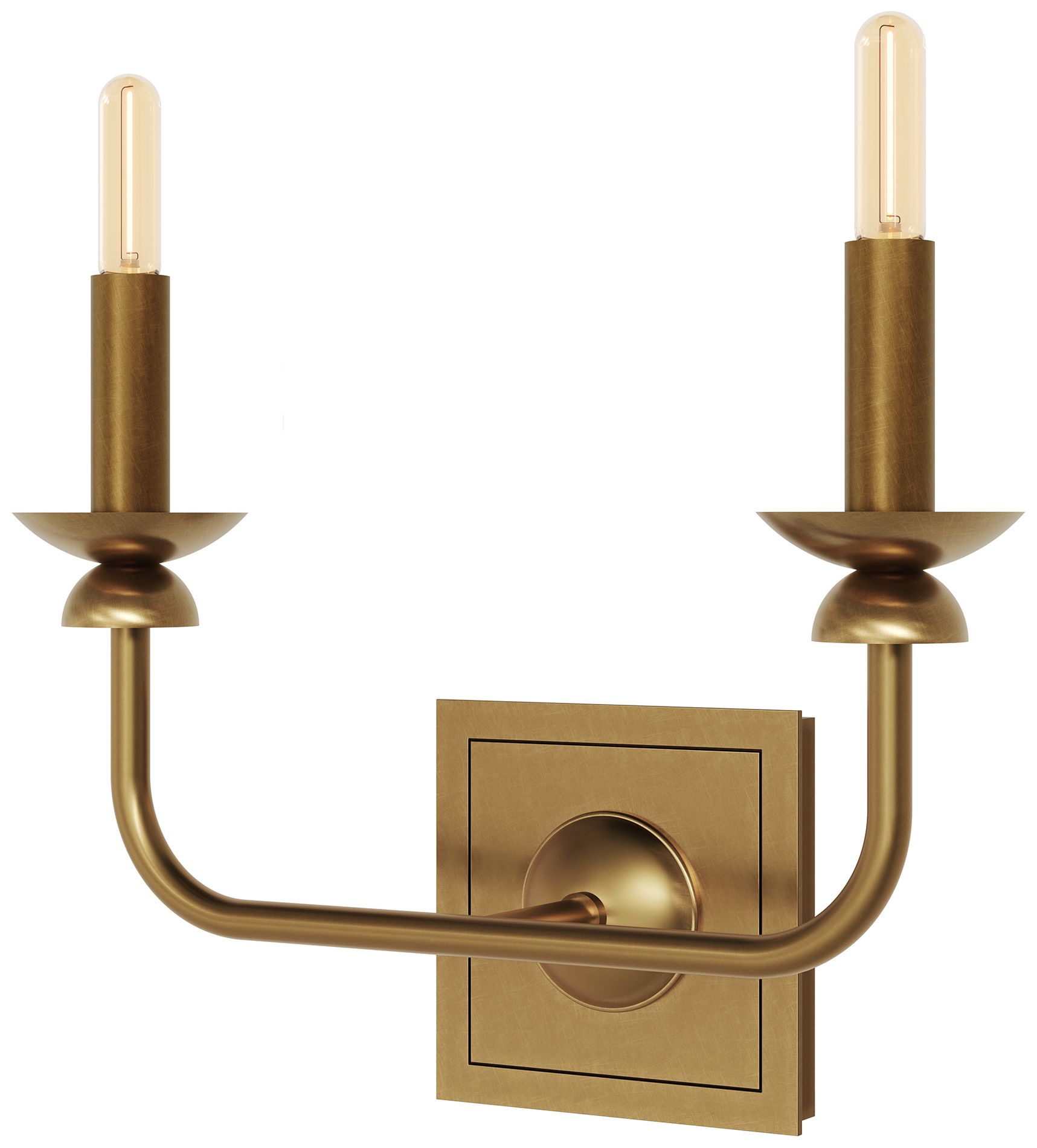 William 10.75" High 2-Light Lacquered Burnished Brass Wall Sconce