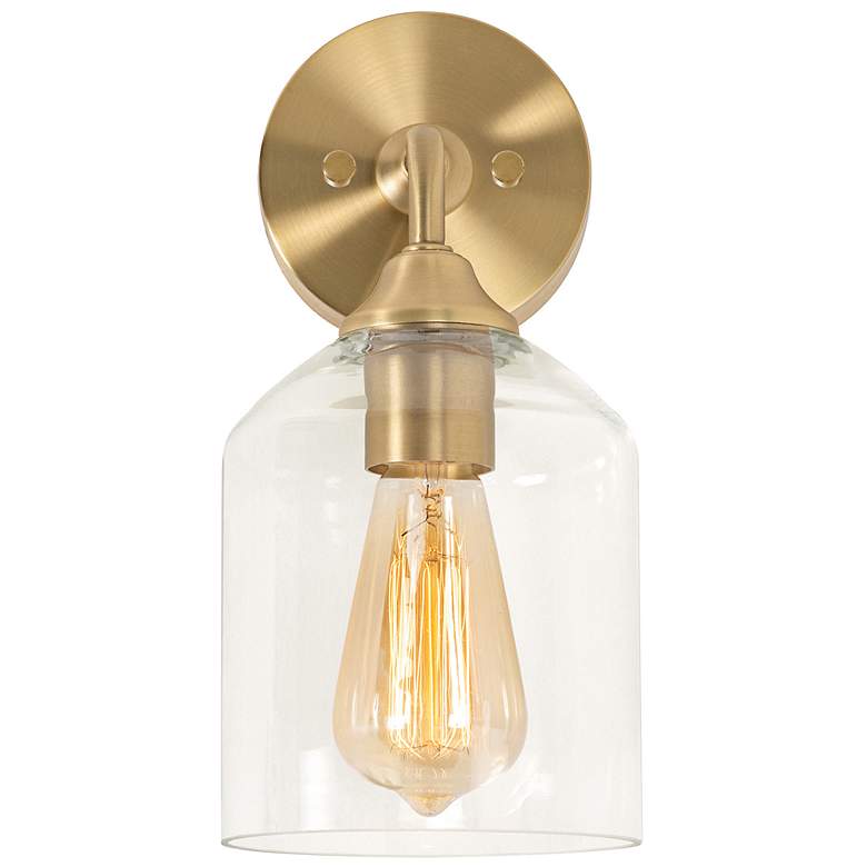 Image 3 William 11 3/4" High Satin Brass Wall Sconce more views