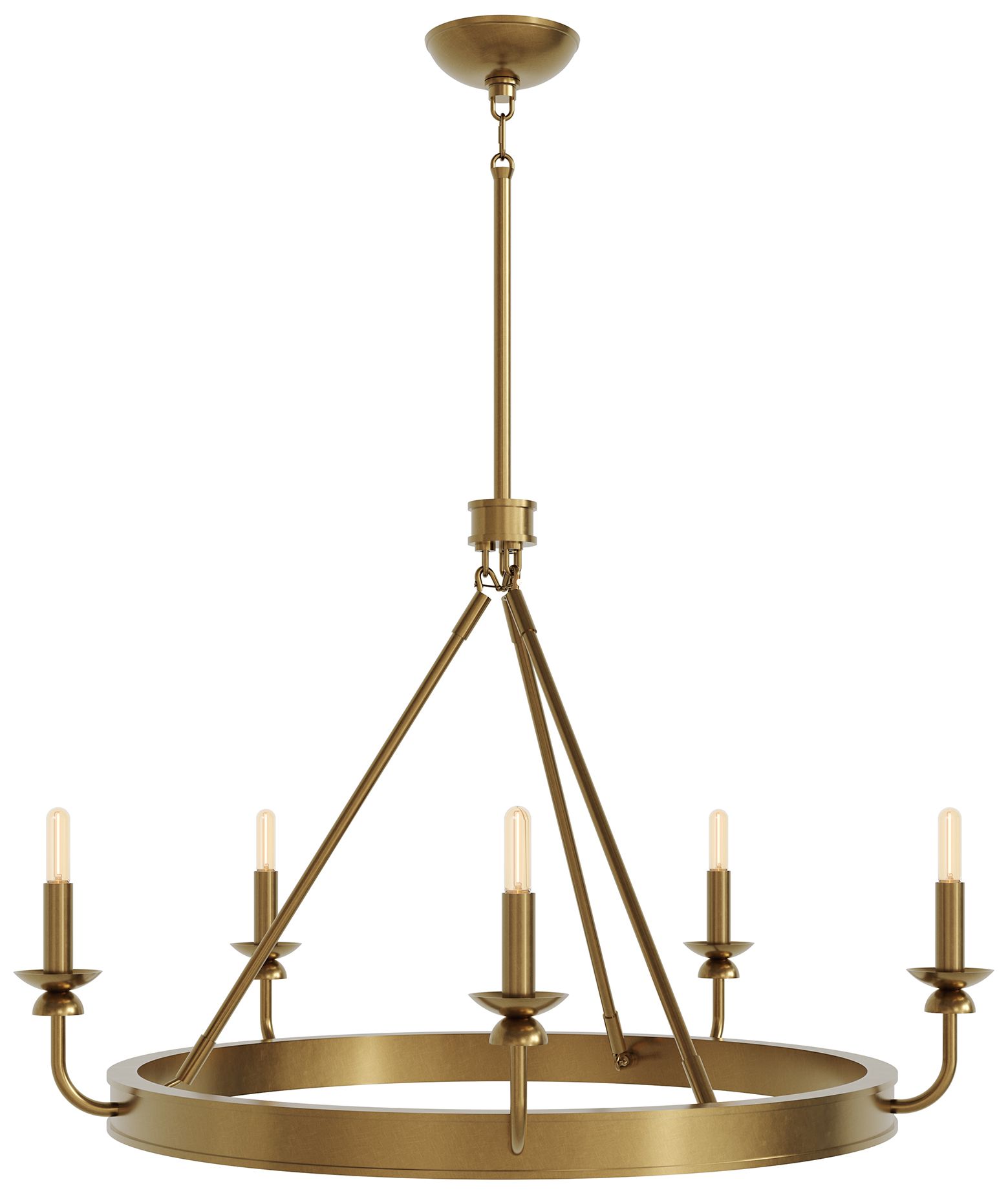 William 34.5" Wide 5-Light Lacquered Burnished Brass Chandelier