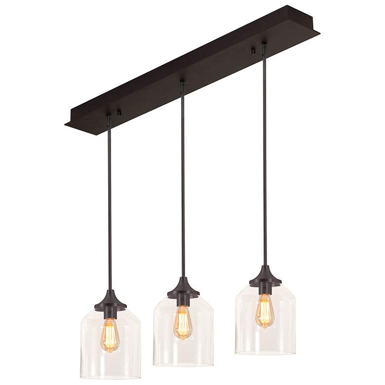 Image 2 William 36" 3 Light Linear Black Pendant