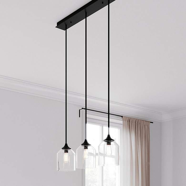 Image 1 William 36" 3 Light Linear Black Pendant