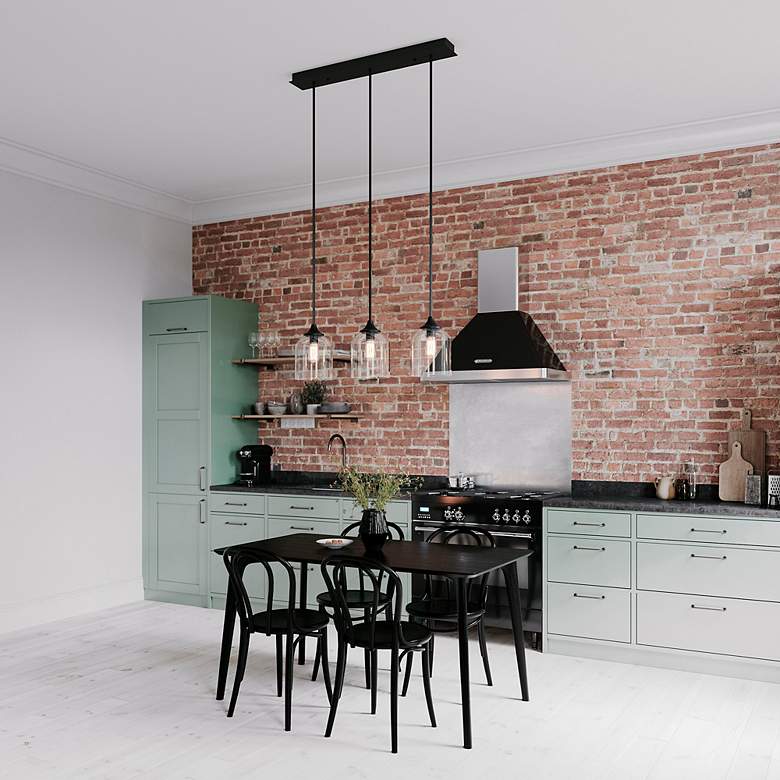 Image 3 William 36" 3 Light Linear Black Pendant more views