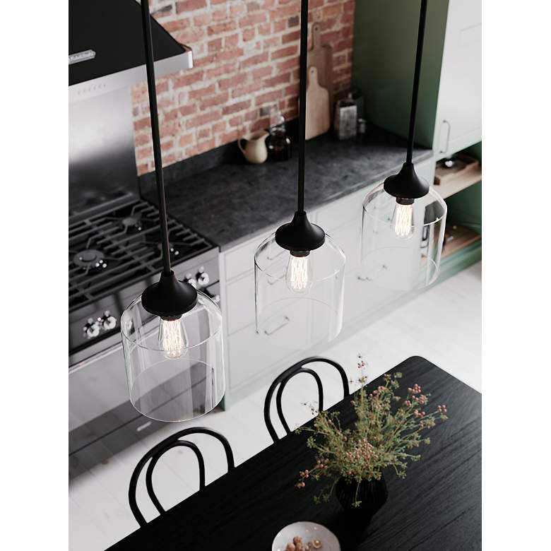 Image 4 William 36" 3 Light Linear Black Pendant more views