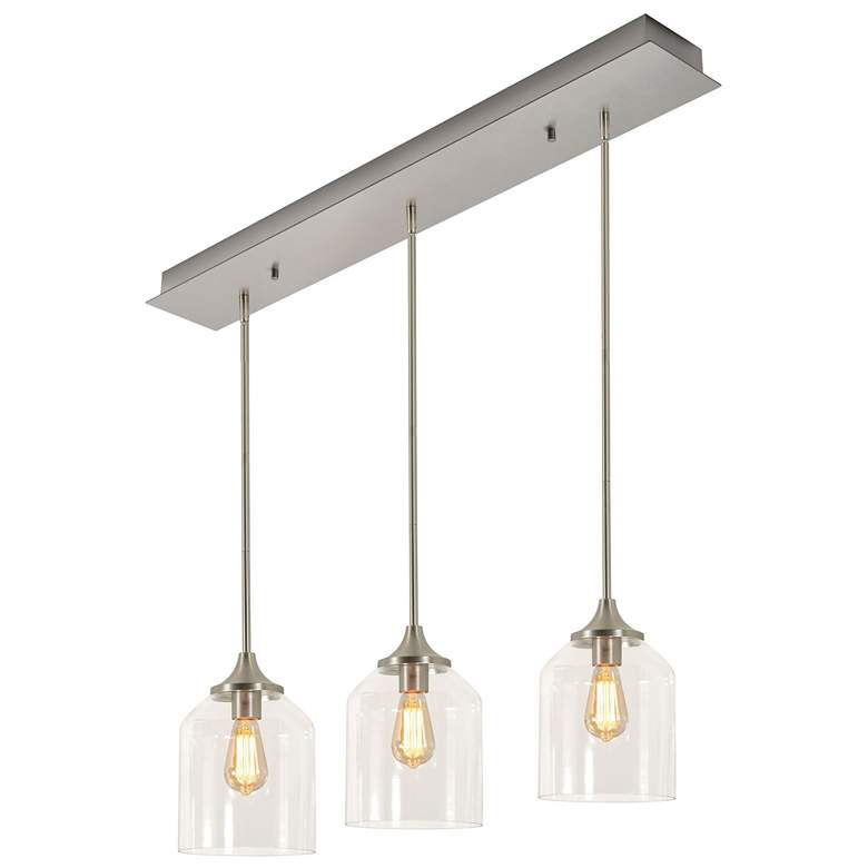 Image 1 William 36" 3 Light Linear Satin Nickel Pendant
