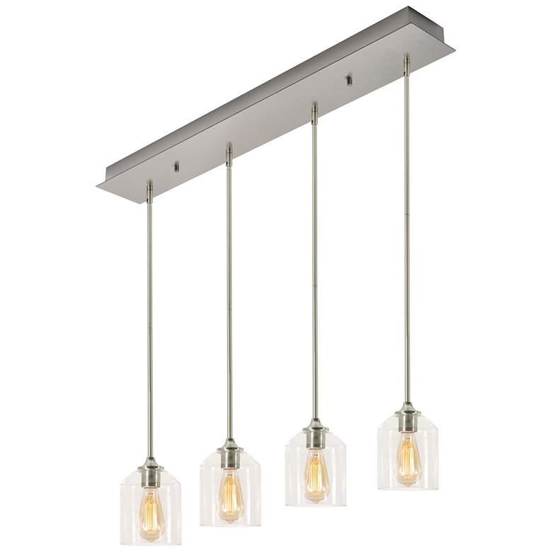 Image 1 William 36 inch 4 Light Linear Satin Nickel Pendant