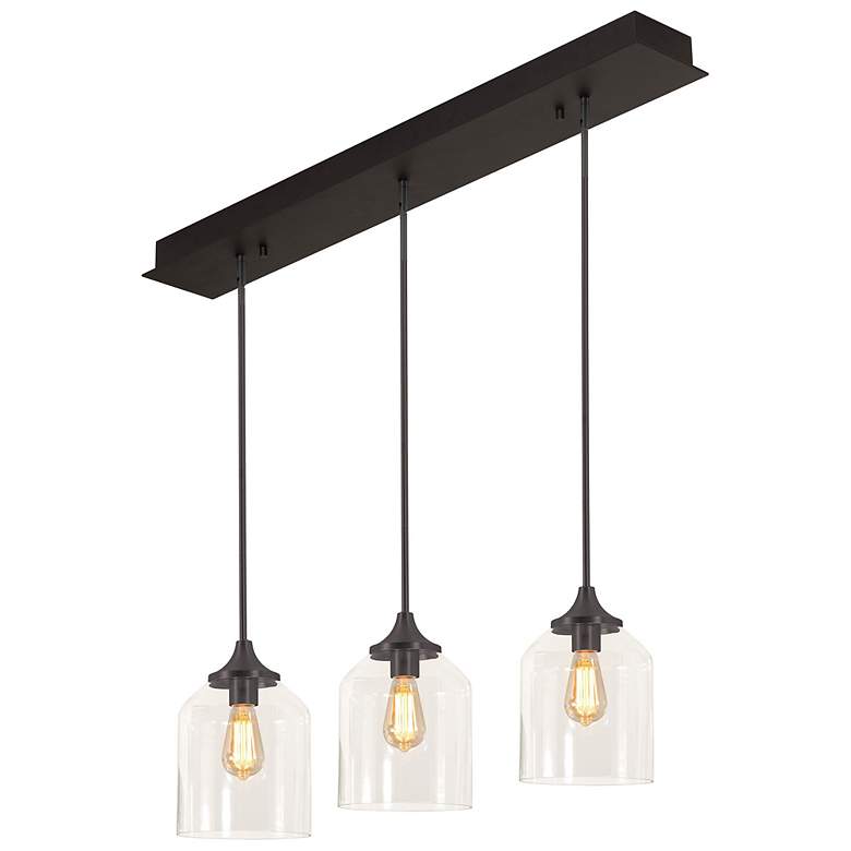 Image 2 William 36" Wide Black Linear Multi-Light Pendant