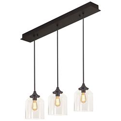 William 36" Wide Black Linear Multi-Light Pendant