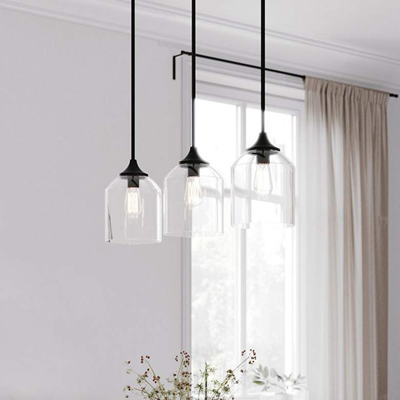 Image 1 William 36" Wide Black Linear Multi-Light Pendant