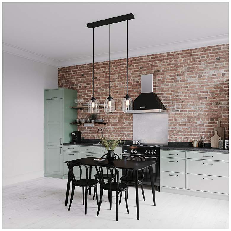 Image 3 William 36" Wide Black Linear Multi-Light Pendant more views