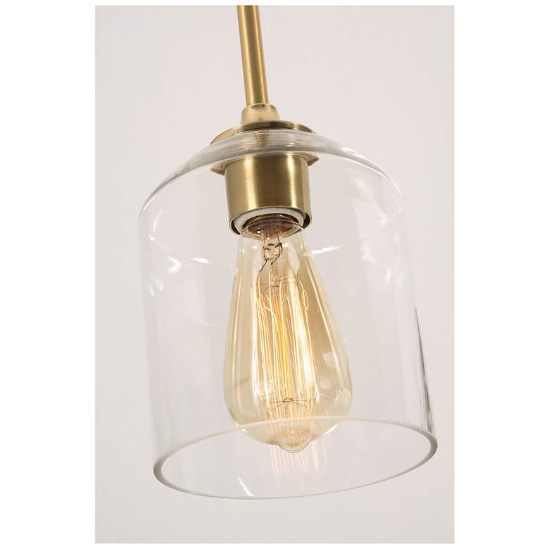 Image 2 William 36" Wide Satin Brass 4-Light Linear Pendant more views