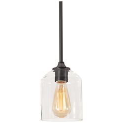 William 5 1/2" Wide Black Mini Pendant with Clear Glass
