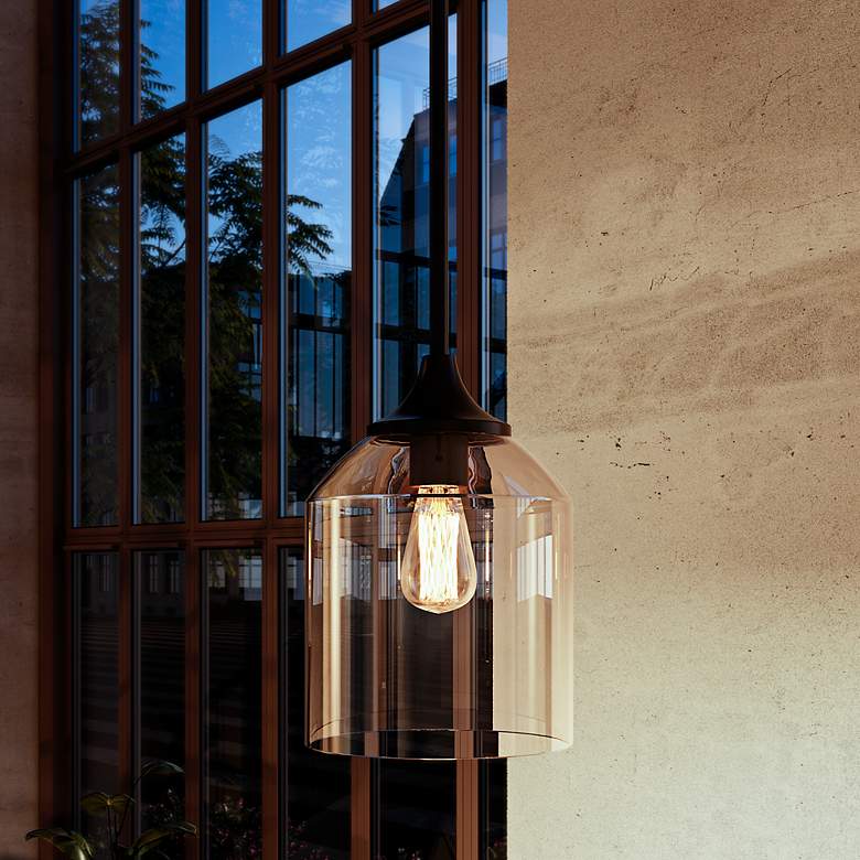 Image 1 William 5 1/2" Wide Black Mini Pendant with Clear Glass