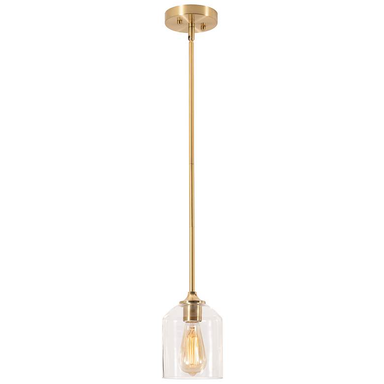 Image 3 William 5 1/2" Wide Satin Brass Steel Mini Pendant more views