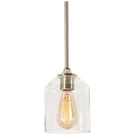 William 5 1/2" Wide Satin Brass Steel Mini Pendant