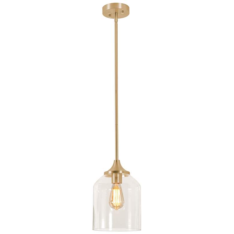 Image 3 William 7 3/4" Wide Satin Brass Metal Mini Pendant more views