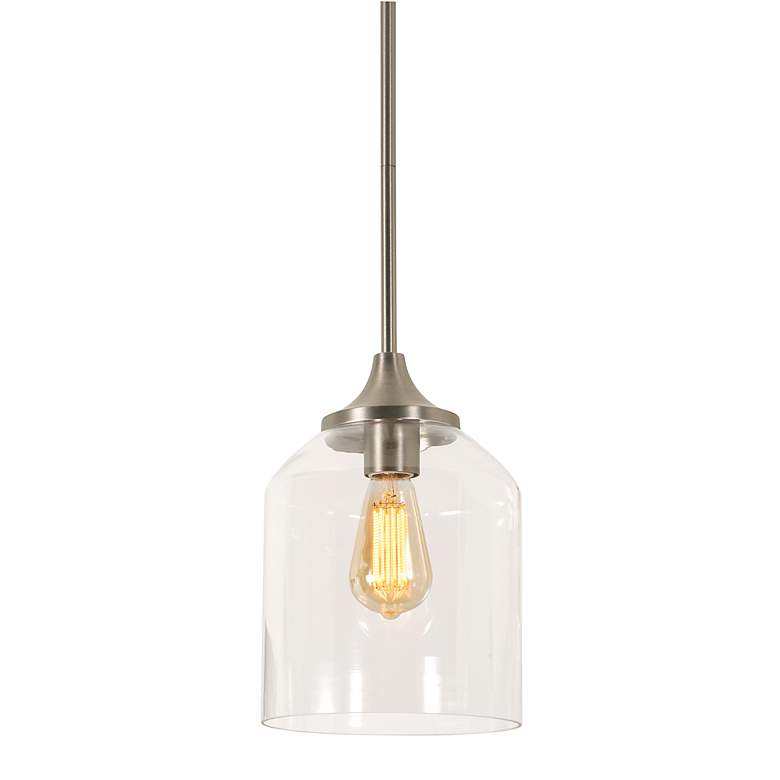 Image 1 William 7 3/4" Wide Satin Nickel Mini Pendant