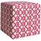 William Interlocking Squares Pink Fabric Cube Ottoman