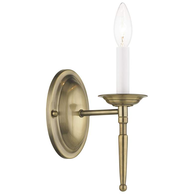 Image 1 Williamsburg 1 Light Antique Brass Candle Wall Sconce