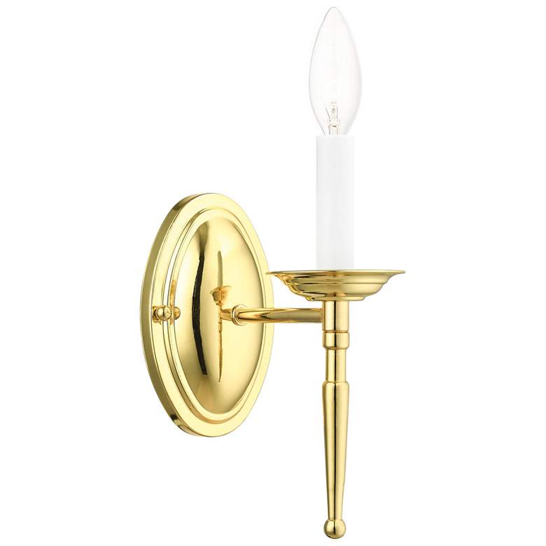 Image 1 Williamsburg 1 Light Polished Brass Candle Wall Sconce