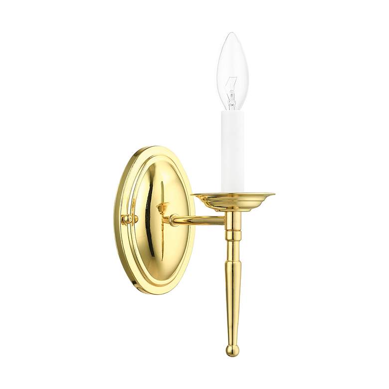 Image 3 Williamsburg 1 Light Polished Brass Candle Wall Sconce more views