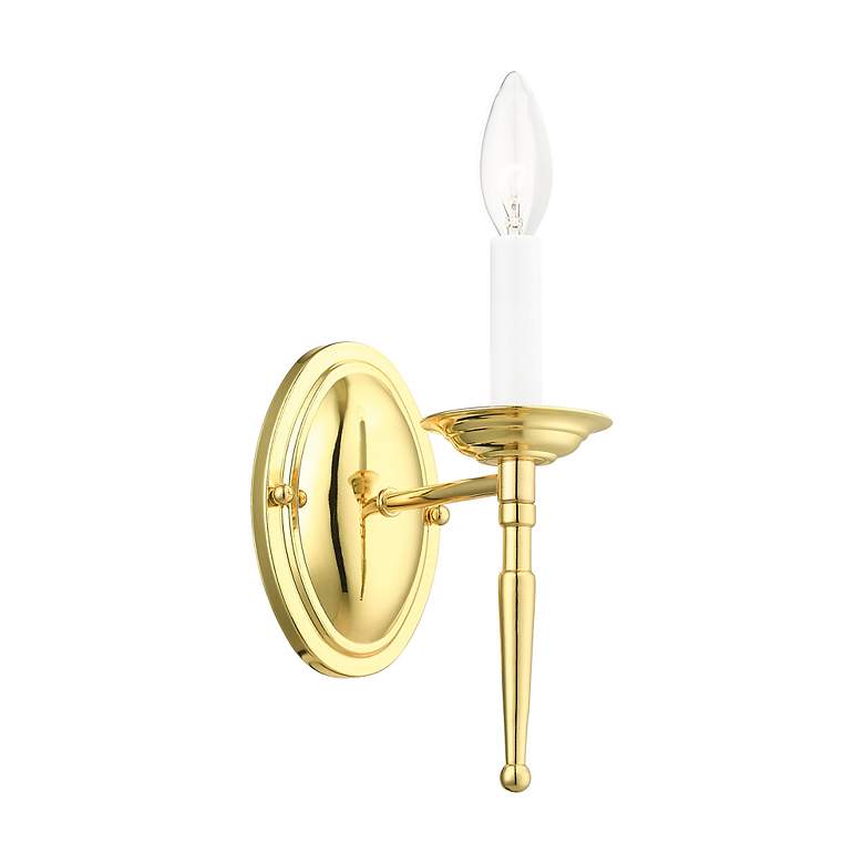 Image 4 Williamsburg 1 Light Polished Brass Candle Wall Sconce more views