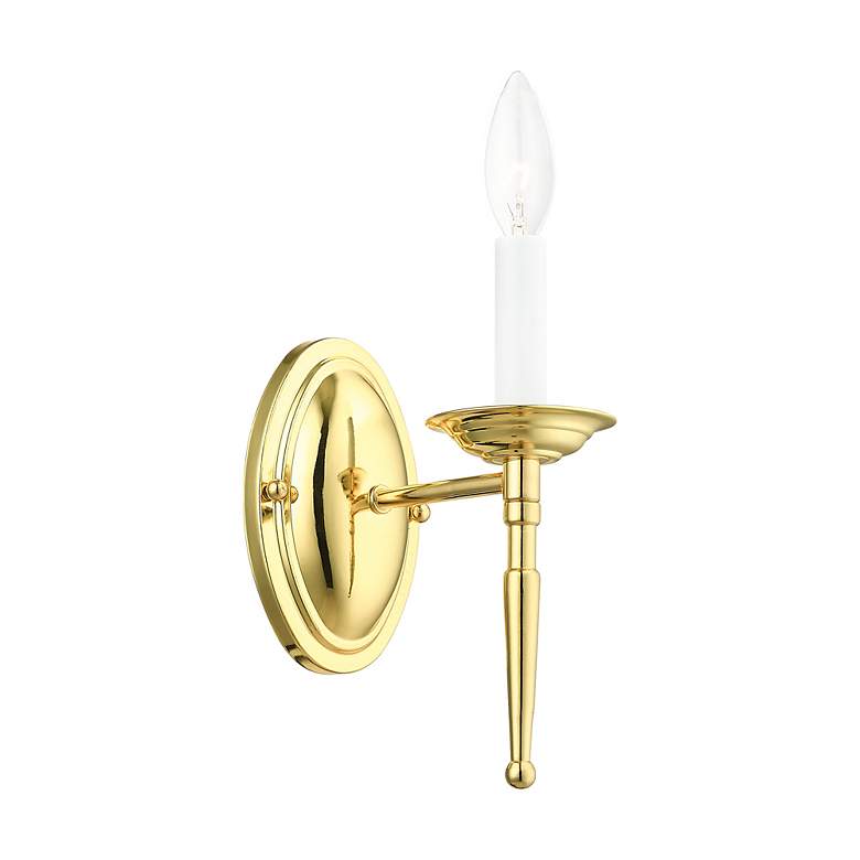 Image 5 Williamsburg 1 Light Polished Brass Candle Wall Sconce more views