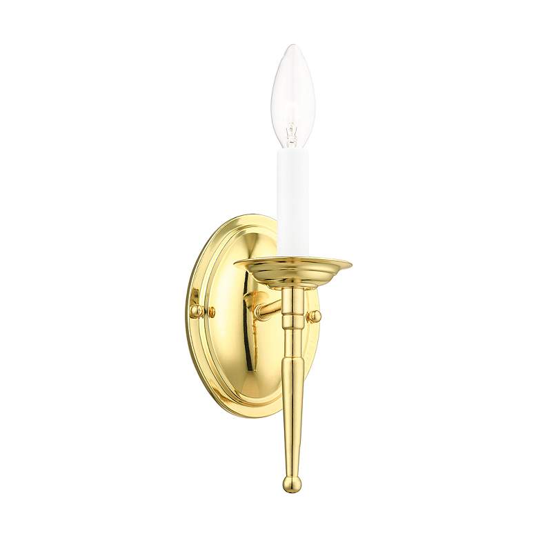 Image 7 Williamsburg 1 Light Polished Brass Candle Wall Sconce more views
