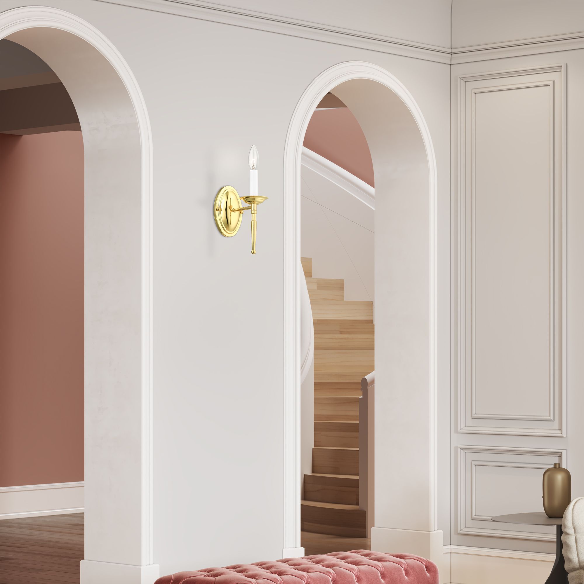 Williamsburg 1 Light Polished Brass Candle Wall Sconce