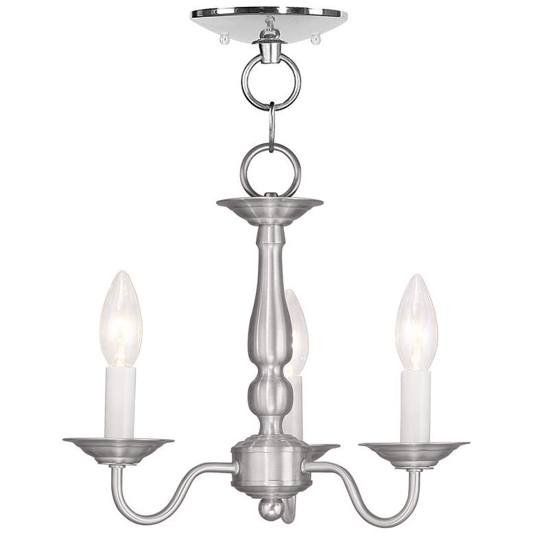 Image 1 Williamsburg 11-in 3-Light Brushed Nickel Candle Chandelier