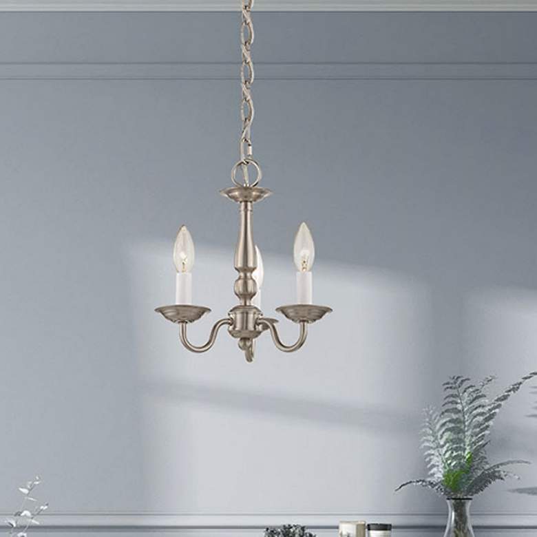 Image 1 Williamsburg 11-in 3-Light Brushed Nickel Candle Chandelier