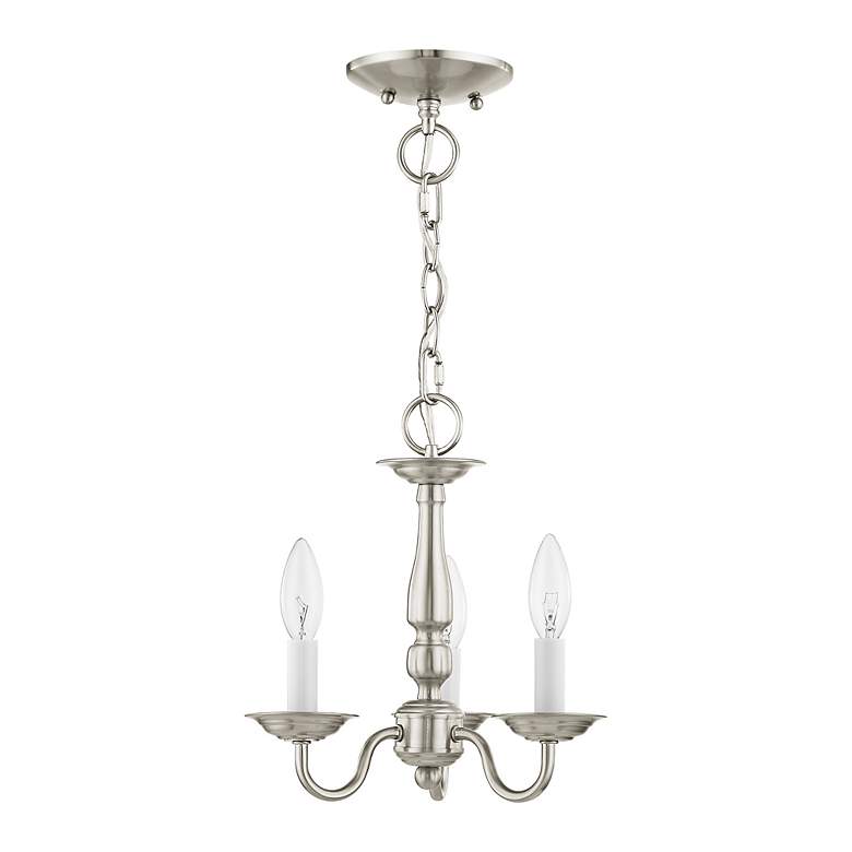 Image 3 Williamsburg 11-in 3-Light Brushed Nickel Candle Chandelier more views