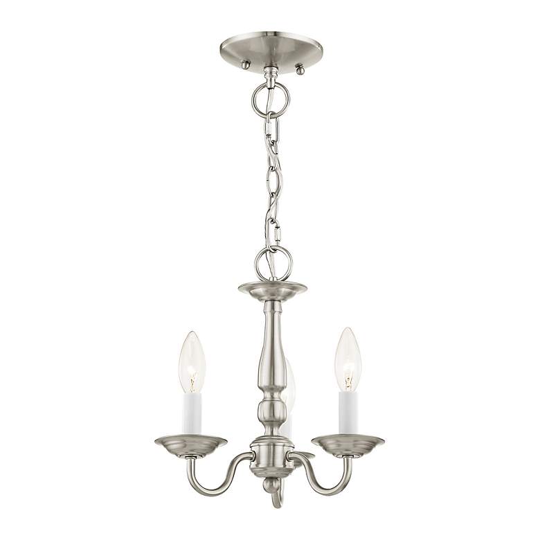 Image 4 Williamsburg 11-in 3-Light Brushed Nickel Candle Chandelier more views