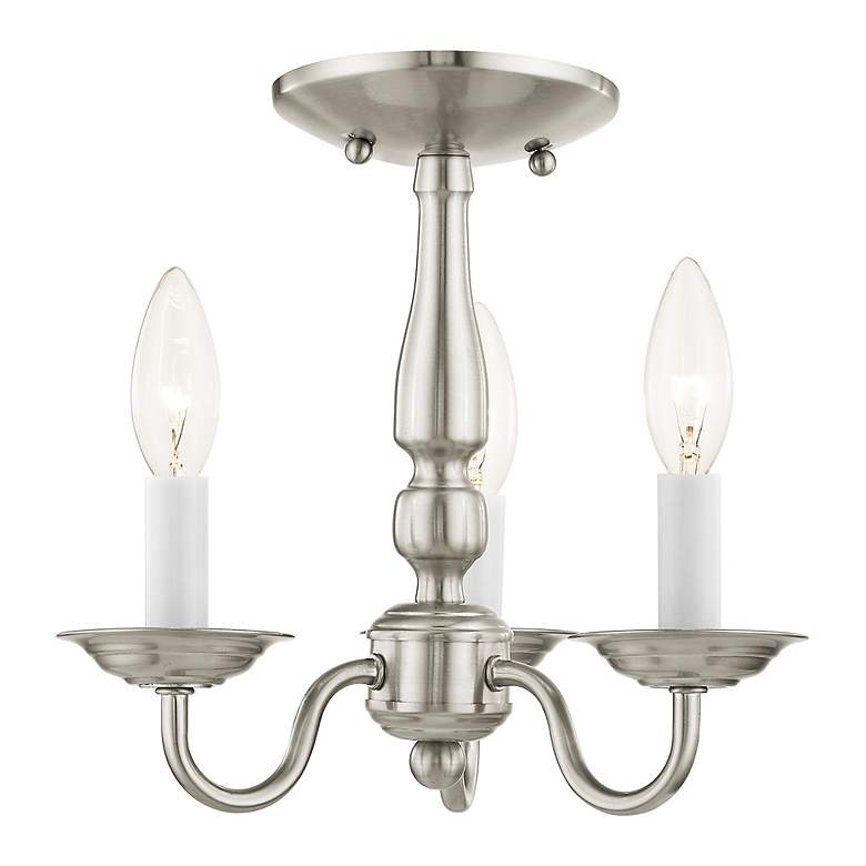 Image 6 Williamsburg 11-in 3-Light Brushed Nickel Candle Chandelier more views