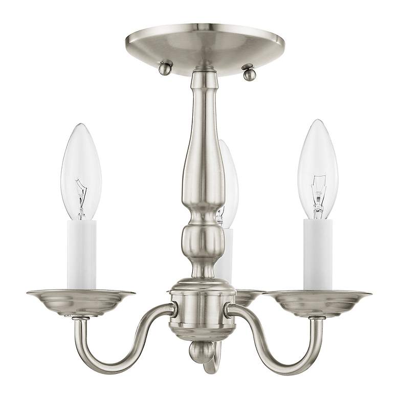 Image 7 Williamsburg 11-in 3-Light Brushed Nickel Candle Chandelier more views