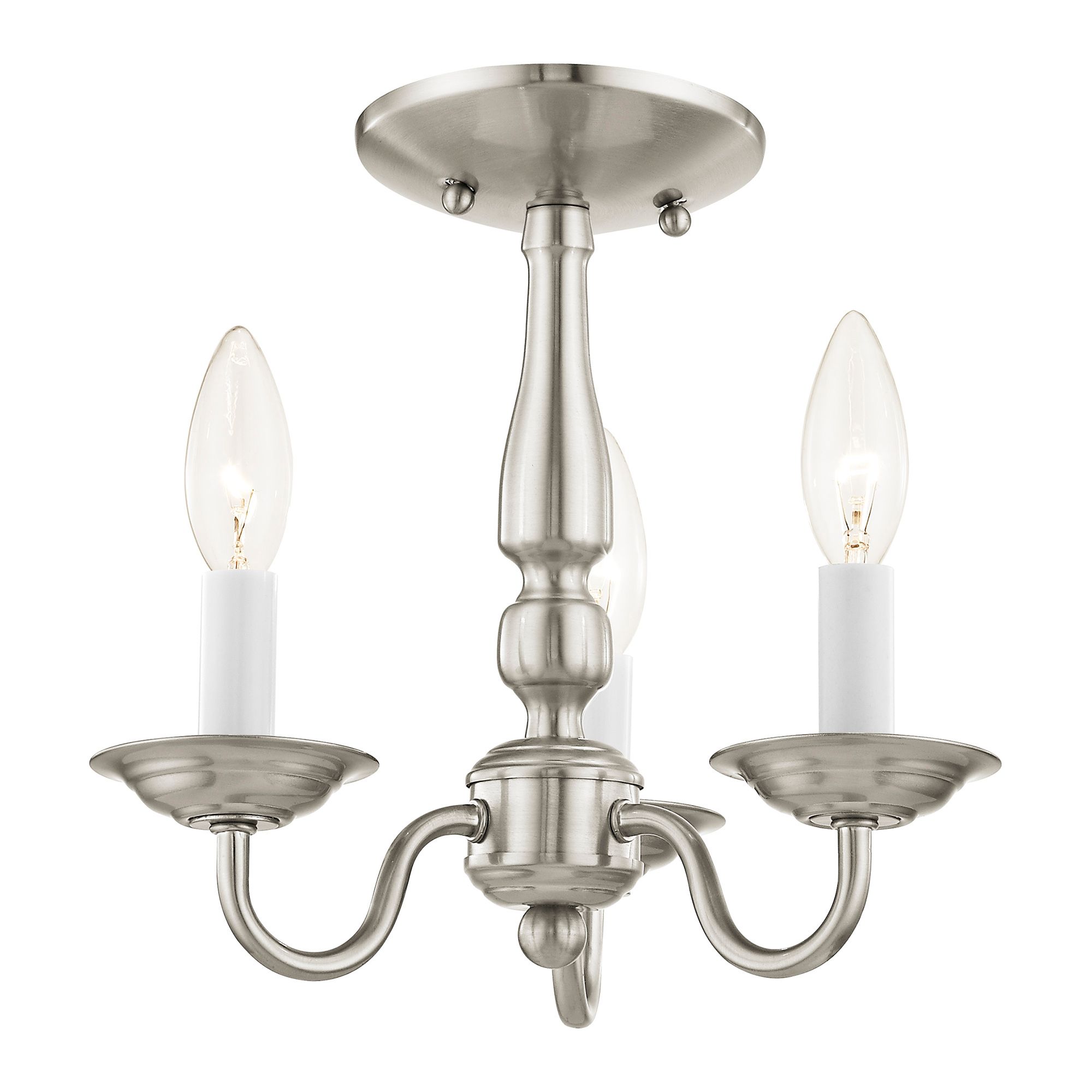 Williamsburg 11-in 3-Light Brushed Nickel Candle Chandelier