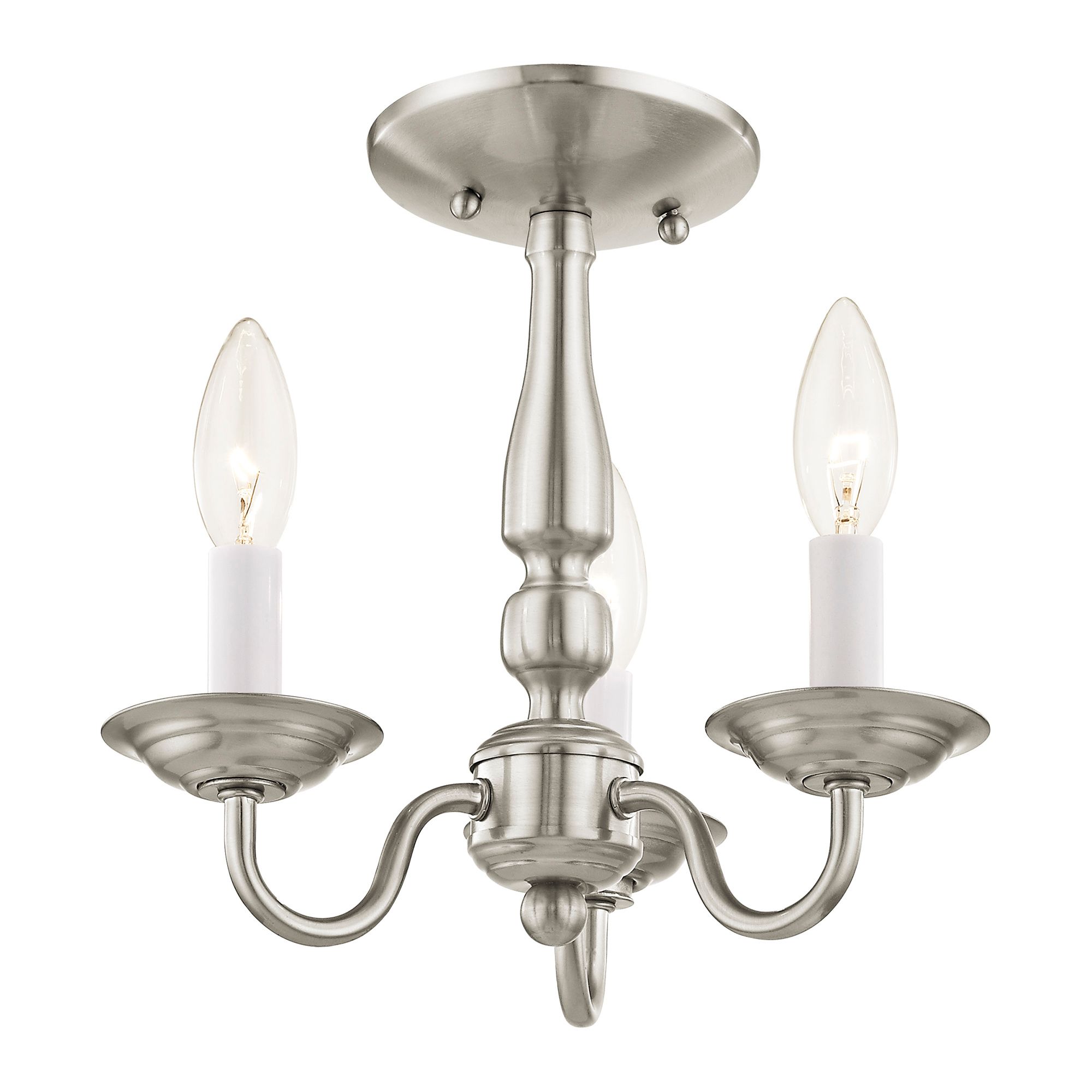 Williamsburg 11-in 3-Light Brushed Nickel Candle Chandelier