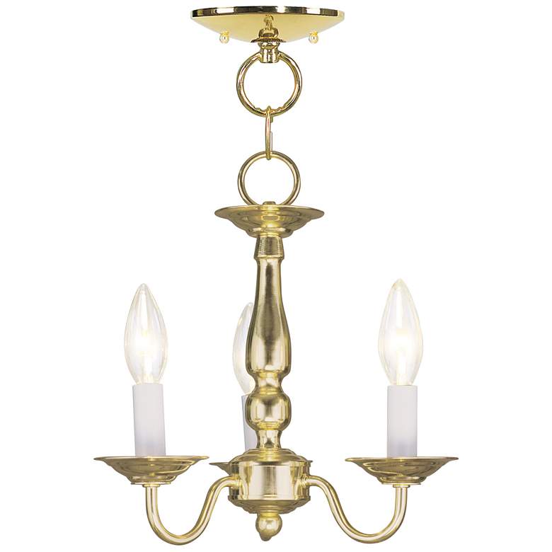 Image 2 Williamsburg 11-in 3-Light Polished Brass Candle Chandelier