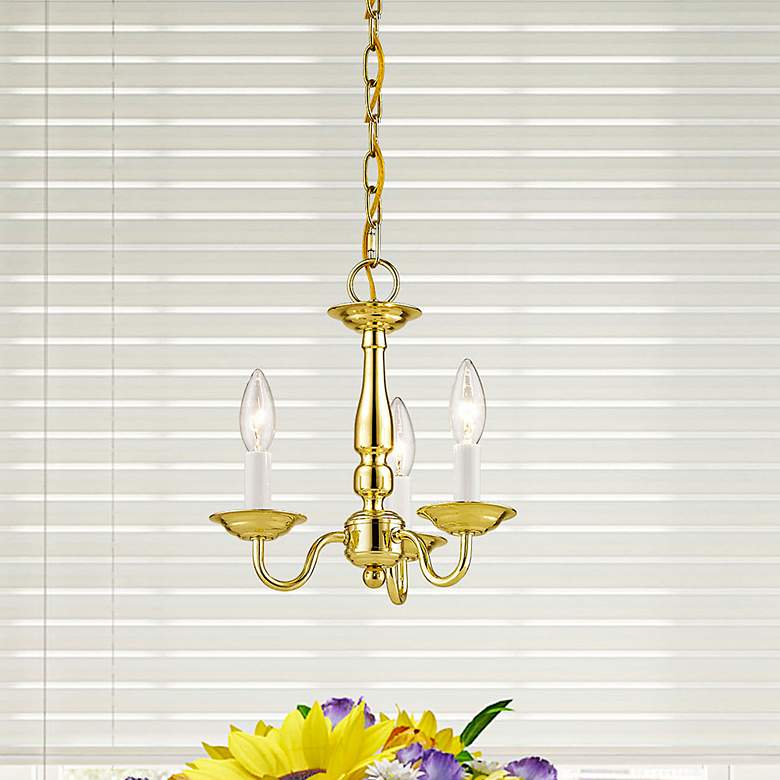 Image 1 Williamsburg 11-in 3-Light Polished Brass Candle Chandelier