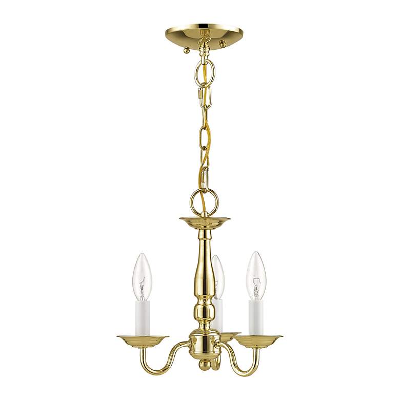 Image 3 Williamsburg 11-in 3-Light Polished Brass Candle Chandelier more views